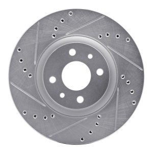 Fiat 500 Brake Rotor (1) - Front Left - R1 Concepts - Drilled & Slotted - Silver - `12-`19